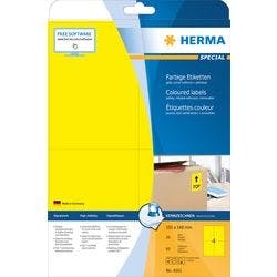 HERMA Farbige Etiketten 4561 Gelb Rechteckig 105 x 148 mm 20 Blatt à 4 Etiketten Produktbild