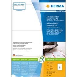 HERMA Laser Adressetiketten 8691 Selbsthaftend DIN A5 Weiß 14,8 x 10,5 cm 400 Blatt à 2 Etiketten Produktbild Print Hauptbild L