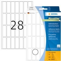 HERMA Mehrzwecketiketten 10605 Weiß Rechteckig 13 x 40 mm 32 Blatt à 28 Etiketten Produktbild