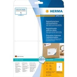 HERMA Adressetiketten 10019 Weiß Rechteckig 99,1 x 139 mm 25 Blatt à 4 Etiketten Produktbild