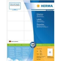 HERMA Mehrzwecketiketten 4415 Weiß Rechteckig 70 x 42 mm 500 Blatt à 21 Etiketten Produktbild