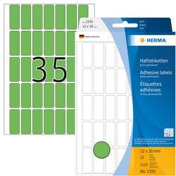 HERMA Mehrzwecketiketten 2355 Grün 12 x 30 mm Rechteckig 32 Blatt à 35 Etiketten Produktbild