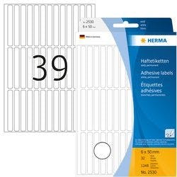 HERMA Mehrzwecketiketten 2530 Weiß Rechteckig 6 x 50 mm 32 Blatt à 39 Etiketten Produktbild