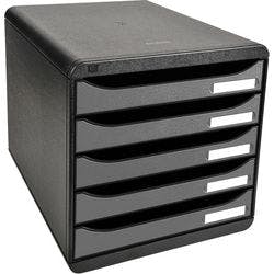 Exacompta Schubladenbox mit 5 Schubladen Big Box Plus Kunststoff Schwarz, Silber 27,8 x 34,7 x 27,1 cm Produktbild