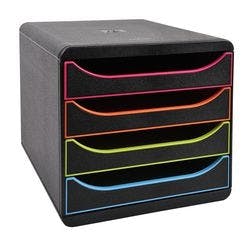 Exacompta Schubladenbox mit 4 Schubladen Big Box Kunststoff Farbig sortiert 27,8 x 34,7 x 26,7 cm Produktbild