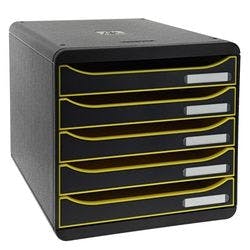 Exacompta Schubladenbox mit 5 Schubladen Big Box Plus Kunststoff Schwarz, Gelb 27,8 x 34,7 x 27,1 cm Produktbild