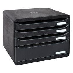 Exacompta Schubladenbox mit 4 Schubladen Big Box Plus Horizon Maxi Kunststoff Schwarz  35,5 x 27 x 27,1 cm Produktbild