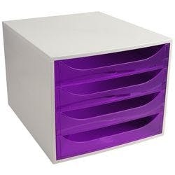 Exacompta Schubladenbox mit 4 Schubladen Big Box Kunststoff Hellgrau, Lila 28,4 x 34,8 x 23,4 cm Produktbild