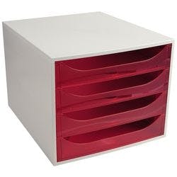 Exacompta Schubladenbox mit 4 Schubladen Big Box Kunststoff Hellgrau, Rot 28,4 x 34,8 x 23,4 cm Produktbild