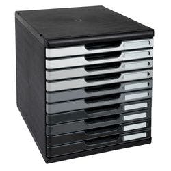 Exacompta Schubladenbox mit 10 Schubladen Big Box Kunststoff Schwarz, Grau 28,8 x 35 x 32 cm Produktbild