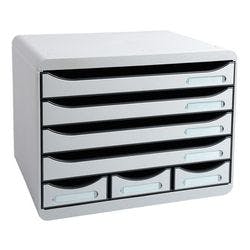 Exacompta Schubladenbox mit 7 Schubladen Store-Box Mini Kunststoff Hellgrau 35,5 x 27 x 27,1 cm Produktbild
