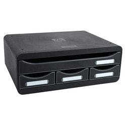 Exacompta Schubladenbox mit 4 Schubladen Toolbox Mini Kunststoff Schwarz 35,5 x 27 x 13,5 cm Produktbild