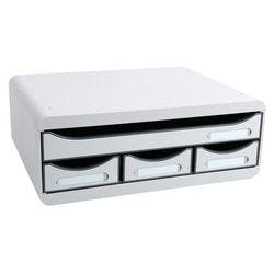 Exacompta Schubladenbox mit 4 Schubladen Toolbox Mini Kunststoff Hellgrau 35,5 x 27 x 13,5 cm Produktbild