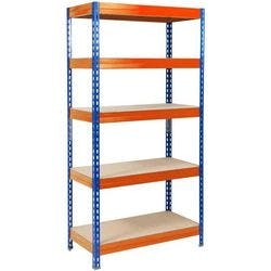 office marshal Grizzly Schwerlastregal 5 Fachböden Stahlblech, Span 1.200 x 600 x 1.800 mm Blau, Orange Produktbild