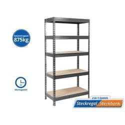 office marshal Grizzly Schwerlastregal 5 Fachböden Stahlblech 1.200 x 600 x 2.200 mm Anthrazit, Grau Produktbild