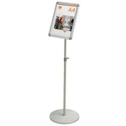 Nobo Premium Plus Freistehender Höhenverstellbarer Klapp-Infoständer 1902383 A4 Aluminium Silber 140 cm Produktbild