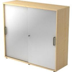 Hammerbacher Schiebetürenschrank Spanplatte 2 Fachböden abschließbar 1.200 x 400 x 1.100 mm Ahorn Braun, Silber Produktbild
