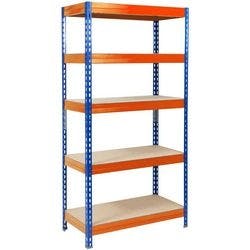 office marshal Grizzly Metallregal 5 Fachböden Holz, Stahlblech 1.800 x 900 x 450 mm Blau, Orange Produktbild