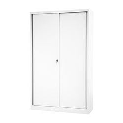Bisley Schiebetürenschrank ECO, 4 Fachböden, 5 OH, Farbe verkehrsweiß, H 1980 x B 1200 x T 430 mm Produktbild