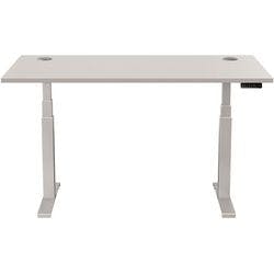 Fellowes Cambio Elektrisch Höhenverstellbar Sitz-Stehschreibtisch Rechteckig Grau T-Fuß 1.699 (B) x 649 (T) x 1.305 (H) mm MDF (Mitteldichte Faserplatte), PVC (Polyvinylchlorid), Stahl Produktbild Print Hauptbild L