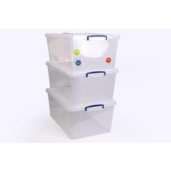 Really Useful Box Aufbewahrungsbox 62 L Transparent Kunststoff 44 x 68,5 x 28,7 cm 3 Stück Produktbild