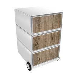 PAPERFLOW Rollcontainer easyBox 3 horizontale Schubladen 642x390x436mm PERSO SCHNITTHOLZ Produktbild