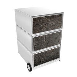 PAPERFLOW Rollcontainer easyBox 3 horizontale Schubladen 642x390x436mm PERSO ALTES LEDER Produktbild