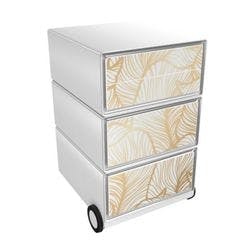 PAPERFLOW Rollcontainer easyBox 4 horizontale Schubladen 642x390x436mm PERSO GOLDBLÄTTER Produktbild