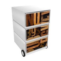 PAPERFLOW Rollcontainer easyBox 3 horizontale Schubladen 642x390x436mm PERSO NUMMERN & BUCHSTABEN Produktbild
