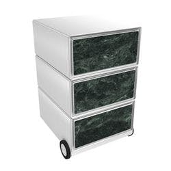 PAPERFLOW Rollcontainer easyBox 3 horizontale Schubladen 642x390x436mm PERSO GRÜNER MARMOR Produktbild