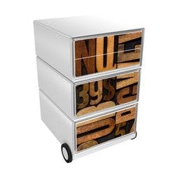 PAPERFLOW Rollcontainer easyBox 4 horizontale Schubladen 642x390x436mm PERSO NUMMERN & BUCHSTABEN Produktbild