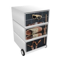 PAPERFLOW Rollcontainer easyBox 4 horizontale Schubladen 642x390x436mm PERSO PERFECT GENTLEMAN Produktbild