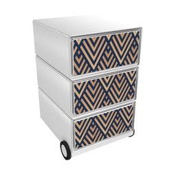PAPERFLOW Rollcontainer easyBox 3 horizontale Schubladen 642x390x436mm PERSO ART DECO - DUNKELHEIT Produktbild