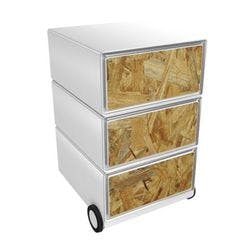 PAPERFLOW Rollcontainer easyBox 3 horizontale Schubladen 642x390x436mm PERSO HOLZSPÄNE Produktbild