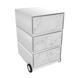 PAPERFLOW Rollcontainer easyBox 3 horizontale Schubladen 642x390x436mm PERSO WEIßER MARMOR Produktbild