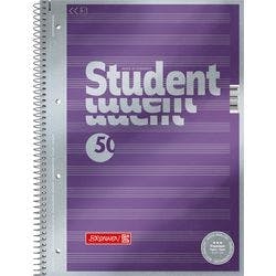 BRUNNEN Student Premium Collegeblock DIN A4 Liniert Spiralbindung Pappkarton Violett Perforiert 100 Seiten 50 Blatt Produktbild