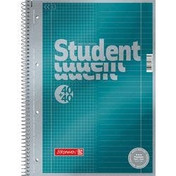 BRUNNEN Student Premium Collegeblock DIN A4 Liniert Spiralbindung Pappkarton Türkis Perforiert 160 Seiten 80 Blatt Produktbild