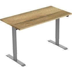 euroseats 1-Motor Sitz-Stehschreibtisch Rechteckig Eiche T-Fuß 2 Schreibtischcontainer 1.600 (B) x 800 (T) x 1.235 (H) mm Metall Produktbild