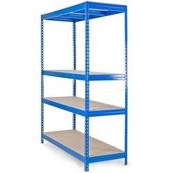 office marshal Weitspannregal 4 Fachböden Stahl 1.500 x 600 x 2.000 mm Blau Produktbild
