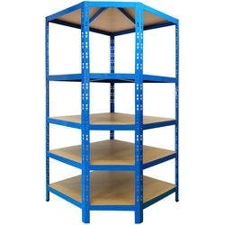 office marshal Eckregal 5 Fachböden Stahl 900 x 600 x 1.800 mm Blau Produktbild