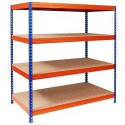 office marshal Weitspannregal 4 Fachböden Stahl 1.800 x 600 x 2.000 mm Blau, Orange Produktbild