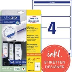AVERY Zweckform L6061REV-20 Ablösbare Ordneretiketten DIN A4 Weiß 59 x 192 mm 30 Blatt à 4 Etiketten Produktbild