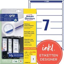 AVERY Zweckform L4760REV-20 Ablösbare Ordneretiketten DIN A4 Weiß 38 x 192 mm 30 Blatt à 7 Etiketten Produktbild