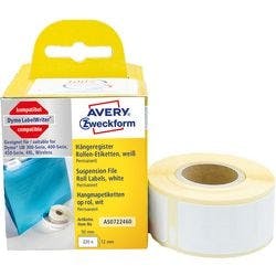AVERY Zweckform Hängeregister-Etiketten AS0722460 Selbsthaftend Weiß 12 x 50 mm 1 Rolle à 220 Etiketten Produktbild