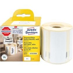 AVERY Zweckform Strapazierfähige Etiketten A1933084 Selbsthaftend Weiß 32 x 57 mm 1 Rolle à 400 Etiketten Produktbild Print Hauptbild L