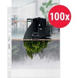 Leitz Prospekthüllen Recycled DIN A4 Genarbt Transparent 100 Mikron PP (Polypropylen) 11 Löcher 100 Stück Produktbild
