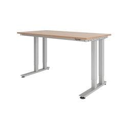 Hammerbacher Elektrisch Höhenverstellbar Schreibtisch Rechteckig Walnuss Spanplatte Silber C-Fuß 160 x 80 cm Produktbild