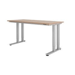 Hammerbacher Elektrisch Höhenverstellbar Schreibtisch Rechteckig Walnuss Spanplatte Silber C-Fuß 180 x 80 cm Produktbild