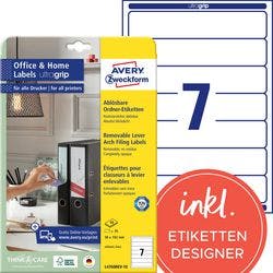 AVERY Zweckform L4760REV-10 Ordneretiketten DIN A4 Weiß 38 x 192 mm 10 Blatt à 7 Etiketten Produktbild Print Hauptbild L