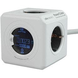 Allocacoc 8910 / DEEXMO PowerCube Steckdosenwürfel mit Energieverbrauchsmonitor 4 Steckdosen 1,5 m Weiß, Grau Produktbild